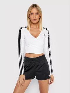 Bluzki damskie - Adidas Bluzka HC2030 Biały Slim Fit - grafika 1