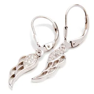 Kolczyki - Srebrne kolczyki skrzydła cyrkonie - miniaturka - grafika 1