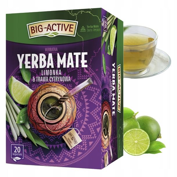 BIG ACTIVE herbata herbatka YERBA MATE LIMONKA i trawa cytrynowa 20 KOPERT