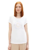 Koszulki i topy damskie - TOM TAILOR Denim T-shirt damski z napisem, 20000 – biały, M - miniaturka - grafika 1