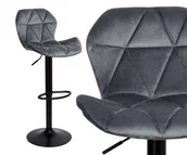Taborety i hokery - Krzesło barowe GORDON BLACK aksamitne grafitowe VELVET - miniaturka - grafika 1