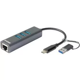 Karta sieciowa D-Link USB-C/USB 3.0  na Gigabit ethernet a 3x USB 3.0 (DUB-2332) - Karty sieciowe - miniaturka - grafika 1