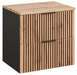 Czarna Szafka pod UMYWALKĘ z BLATEM 60 cm RYFLOWANY FRONT - Szafki łazienkowe - miniaturka - grafika 1