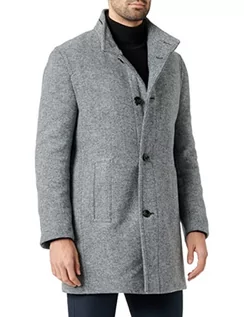Płaszcze męskie - bugatti Męski płaszcz wełniany, ciemnoszary, 28 duże rozmiary krótki - grafika 1