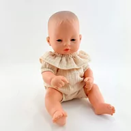 Domki dla lalek - Kombinezon muślinowy z falbanką dla Miniland 32cm, kremowy - miniaturka - grafika 1