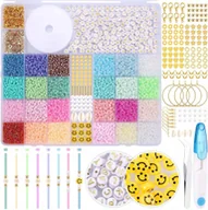 Prace ręczne dla dzieci - MEGA ZESTAW KORALIKÓW DO ROBIENIA BRANSOLETEK BIŻUTERII 12608 EL. - miniaturka - grafika 1