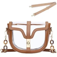 Torebki damskie - KKXIU Clear Crossbody Bag for Women Stadium Approved Vegan Leather Concert Shoulder Sports See-Through Purse (Brown) - miniaturka - grafika 1