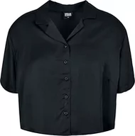 Koszule damskie - Urban Classics Damska koszula damska Viscose Satin Resort Shirt, krótki rękaw, damska koszula dostępna w 3 kolorach, rozmiary XS - 5XL, czarny, XL - miniaturka - grafika 1