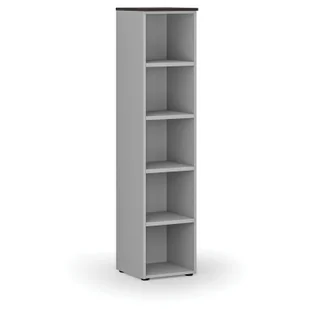 Regał biurowy PRIMO GRAY, 1781 x 400 x 420 mm, szary/wenge - Regały biurowe - miniaturka - grafika 1