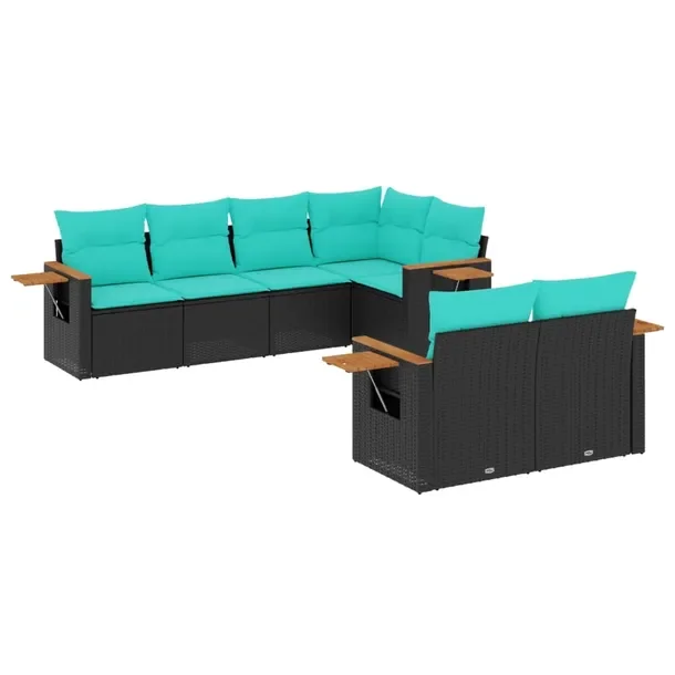 Zestaw mebli ogrodowych z rattanem PE, czarny, wymiary: 62x62x69 cm