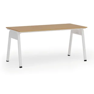 Biurko PRIMO GAMMA, 1600 x 800 mm, podstawa biała, buk - Biurka - miniaturka - grafika 1