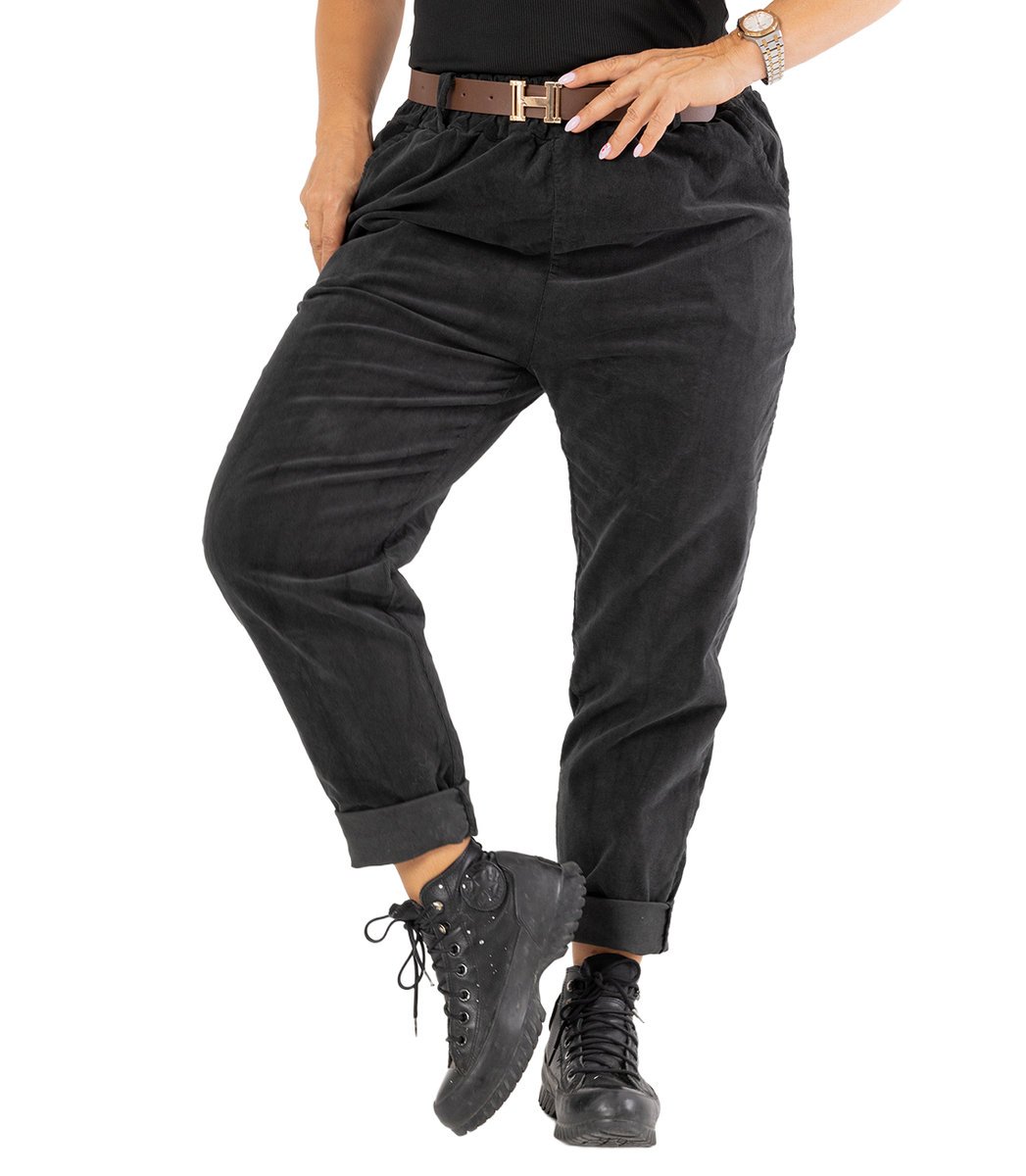 Sztruksowe spodnie chinosy z paskiem CITY SOFT