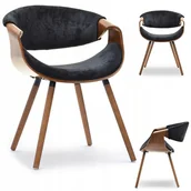 Krzesła - Kubełkowe Krzesło Z Drewna Giętego Sklejki Bent Orzech Czarny Tkanina - miniaturka - grafika 1