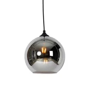 Lampy sufitowe - QAZQA Czarna lampa wisząca art deco z przydymionym szkłem - Wallace - miniaturka - grafika 1