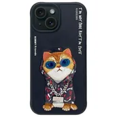 Etui i futerały do telefonów - Etui NIMMY Glasses Cool Cat do Apple iPhone 15 Czarny - miniaturka - grafika 1