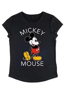 Koszulki i topy damskie - Disney Classics Women's Mickey Classic Organic Rolled Sleeve t-shirt damski, czarny, L, czarny, L - grafika 1