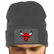 Czapki damskie - CZAPKA BAWEŁNIANA ZIMOWA CIEPŁA SZARA PREZENT BULLS KOSZYKÓWKA ZABAWNE WZ - miniaturka - grafika 1