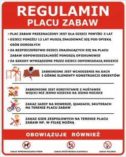 Tablica Regulamin placu zabaw 5, 48x60cm PCV 5mm - Akcesoria BHP - miniaturka - grafika 1