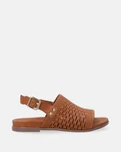 Sandały damskie - Brązowe sandały skórzane z ażurową cholewką - Venezia - miniaturka - grafika 1