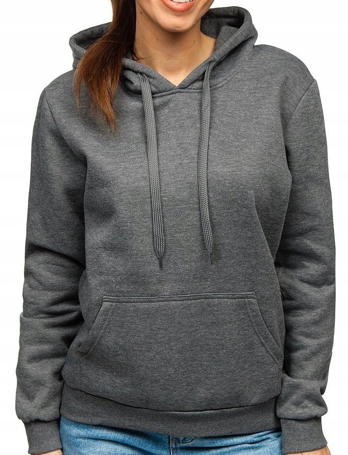 Damska bluza dresowa kangurka z kapturem M szara ciemna