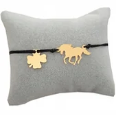 Bransoletki - Złota bransoletka sznurkowa konik koń GRAWER SR925 - miniaturka - grafika 1