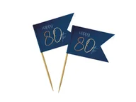 Ciasta i półprodukty do ciast - Pikery na muffiny Happy 80th granatowe - 36 szt. - miniaturka - grafika 1