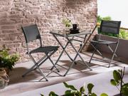 Meble ogrodowe - Livarno Home Aluminiowy zestaw balkonowy Houston, stolik i 2 krzesła, srebrny/ szary - miniaturka - grafika 1