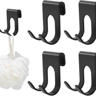 Wieszaki łazienkowe - Zestaw 4 haczyków na maszynkę do golenia, aluminiowy uchwyt prysznicowy, wieszak na ręczniki, nie wymaga wiercenia (czarny) - miniaturka - grafika 1