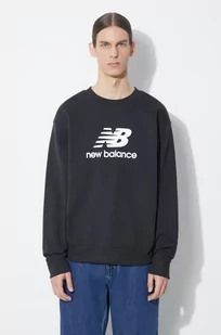 New Balance bluza Stacked Logo French męska kolor czarny z nadrukiem MT41500BK - Bluzy męskie - miniaturka - grafika 1