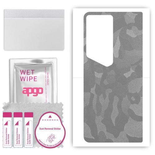 folia naklejka skórka strukturalna na TYŁ do Honor Magic V2 RSR Porsche Design - Moro Camo Srebrny - apgo SKINS