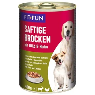 FIT+FUN Soczyste kawałki Dziczyzna i kurczak 24x400 g - Mokra karma dla psów - miniaturka - grafika 1