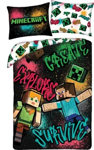 Pościel dziecięca Minecraft 140 x 200 mikrofibra Halantex steve alex - Pościel dla dzieci - miniaturka - grafika 1