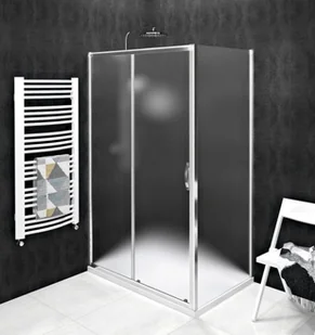GELCO Kabina prysznicowa prostokątna narożna SIGMA SIMPLY 70x110x190 drzwi przesuwne ze ścianką boczną chrom szkło matowe BRICK uniwersalna z powłoką Coated Glass GS4211GS4370 - Kabiny prysznicowe - miniaturka - grafika 1