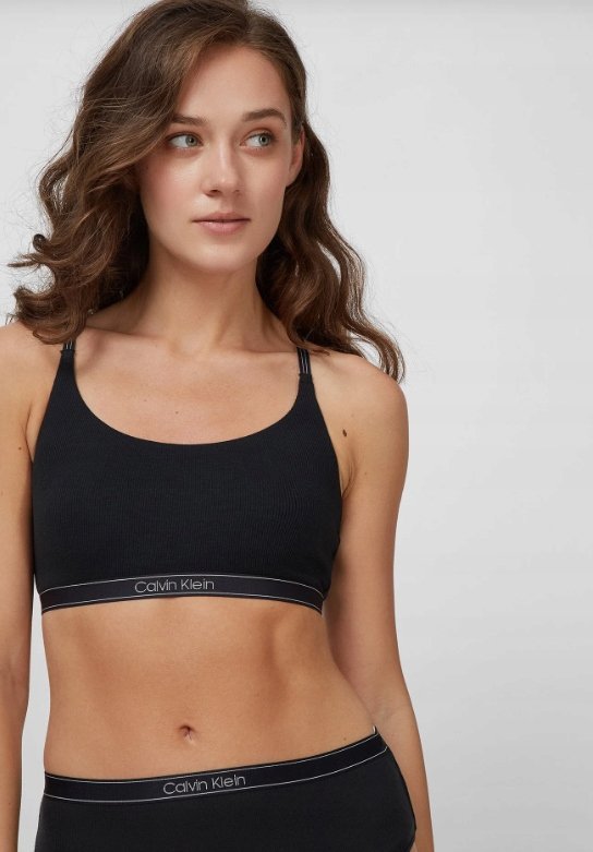 CALVIN KLEIN BIUSTONOSZ BEZ FISZBIN CZARNY Z LOGO 2A2D4_E* L 2A2