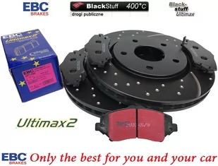 Przednie klocki Ultimax2 + NAWIERCANE NACINANE tarcze hamulcowe 302mm EBC seria GD Chrysler Voyager Town Country -2012 - Tarcze hamulcowe - miniaturka - grafika 1