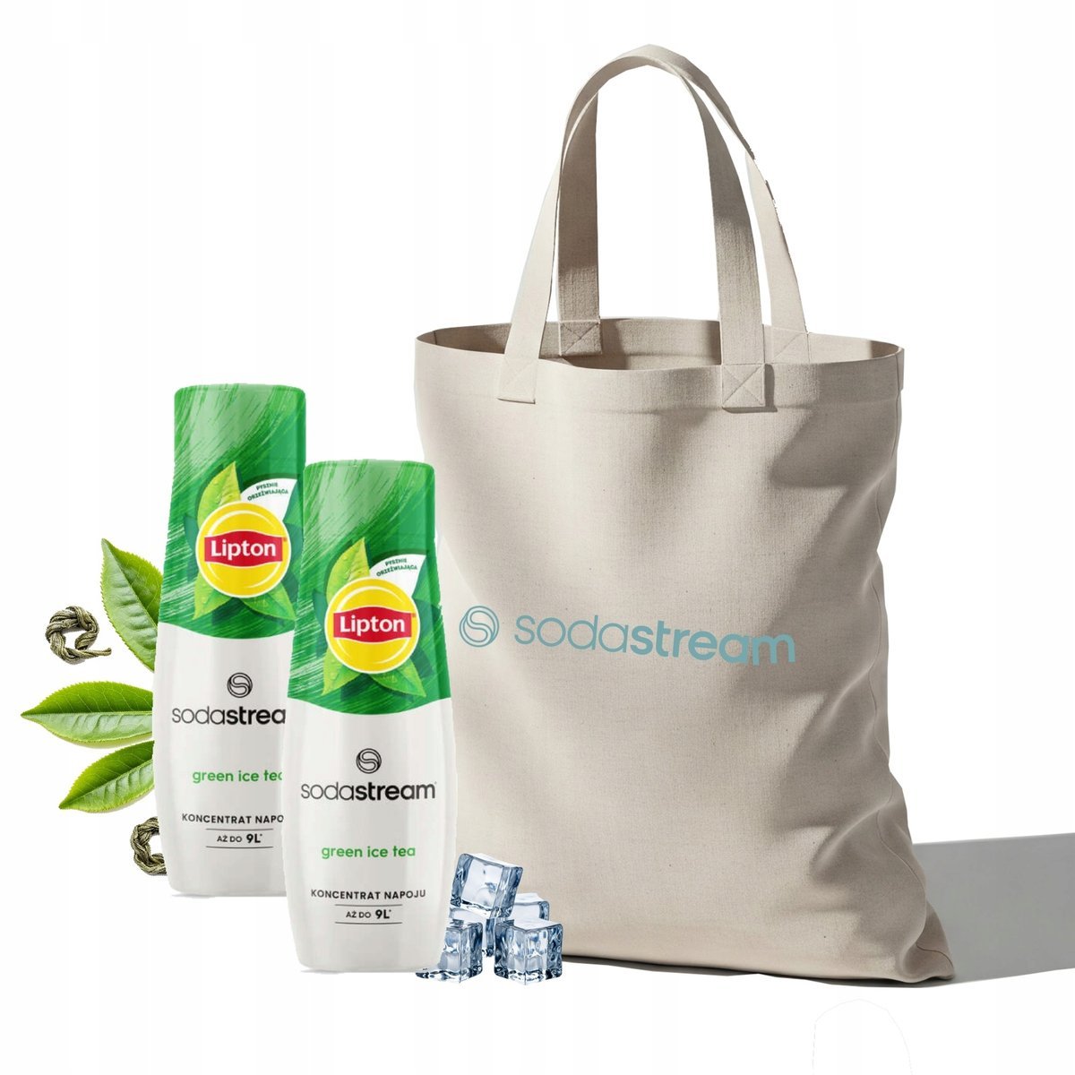 Zestaw Syrop do wody SodaStream Lipton Green Ice Tea 2x440ML + Torba