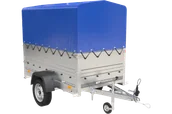 Przyczepy - Przyczepa Garden Trailer 200 Kipp z kołem podporowym, burtami BIS, stelażem H-800 i pokrowcem niebieskim - miniaturka - grafika 1