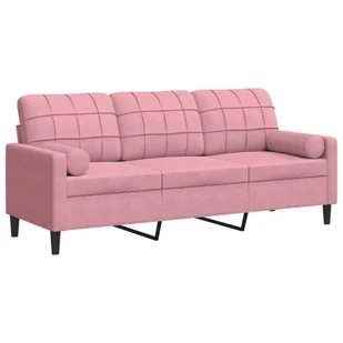 vidaXL 3-osobowa sofa z poduszkami, różowa, 180 cm, aksamit - Sofy i kanapy - miniaturka - grafika 1