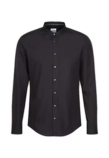 Koszule męskie - Seidensticker Męska koszula biznesowa Slim z długim rękawem ze stójką, nie wymaga prasowania, czarny (schwarz 39), 36 - grafika 1
