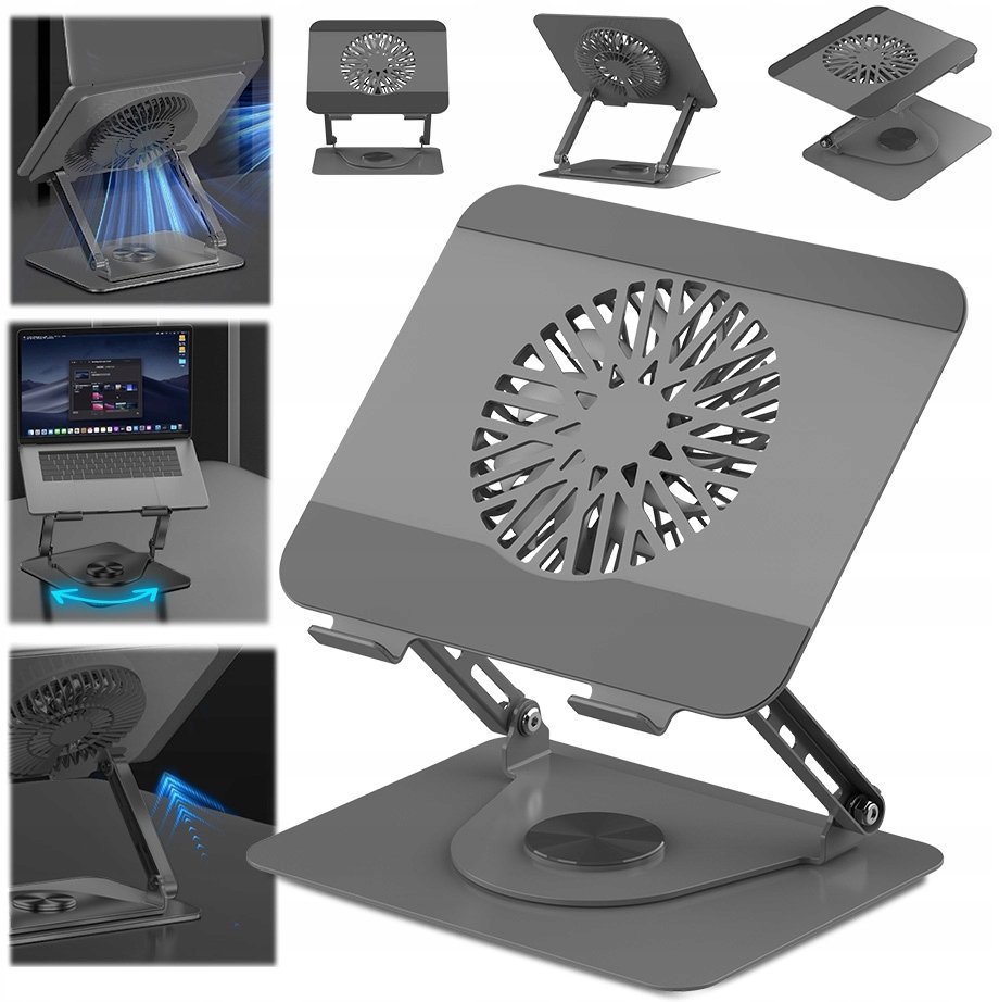 Podstawka chłodząca TECKIN Podstawka chłodząca pod laptopa 360 regulowana aluminiowa z wentylatorem