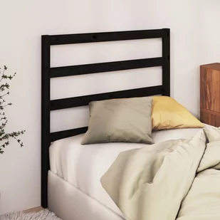 Lumarko Wezgłowie łóżka, czarne, 106x4x100 cm, lite drewno sosnowe - Inne meble do sypialni - miniaturka - grafika 4