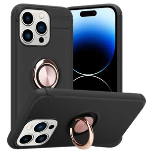 Pokrowiec Do Apple iPhone 14 PRO Etui w CZARNO - RÓŻOWE ZŁOTO TPU Silikon Obudowa Plecki Case Cover Ochronny Cadorabo - Etui i futerały do telefonów - miniaturka - grafika 1