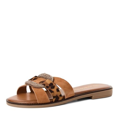 Marco Tozzi Pantolette 2-27189-46, Kapcie damskie, Cognac Comb, 37 EU