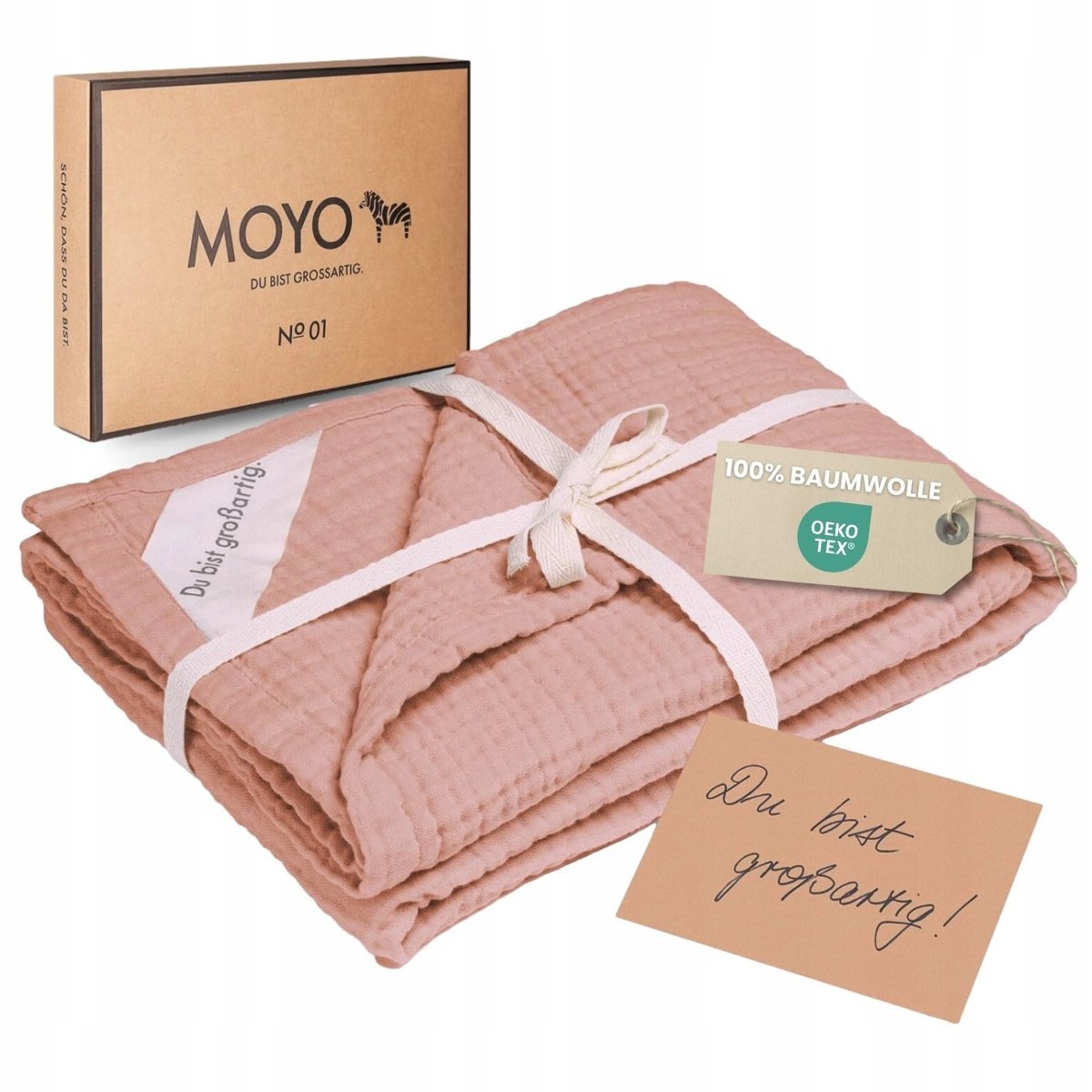 MOYO Kocyk Niemowlęcy Musselin Bawełna 75x100cm Różowy