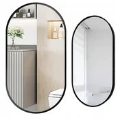 Lustra - Duże Lustro Owalne Industrialne Łazienkowe Salon Sypialnia Czarne 75X40 Cm - miniaturka - grafika 1