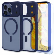Etui i futerały do telefonów - Etui Do Magsafe do iPhone 17 Pro Granatowe, Pancerne, Matowe Szkło 9H - miniaturka - grafika 1