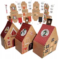Ozdoby bożonarodzeniowe - Kalendarz adwentowy domki sznurek i naklejki pudełka DIY 24szt. Z6 - miniaturka - grafika 1