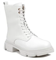 Botki damskie - Buty zimowe botki damskie trapery ocieplane skórzane białe Goe MM2N4025-39 - miniaturka - grafika 1