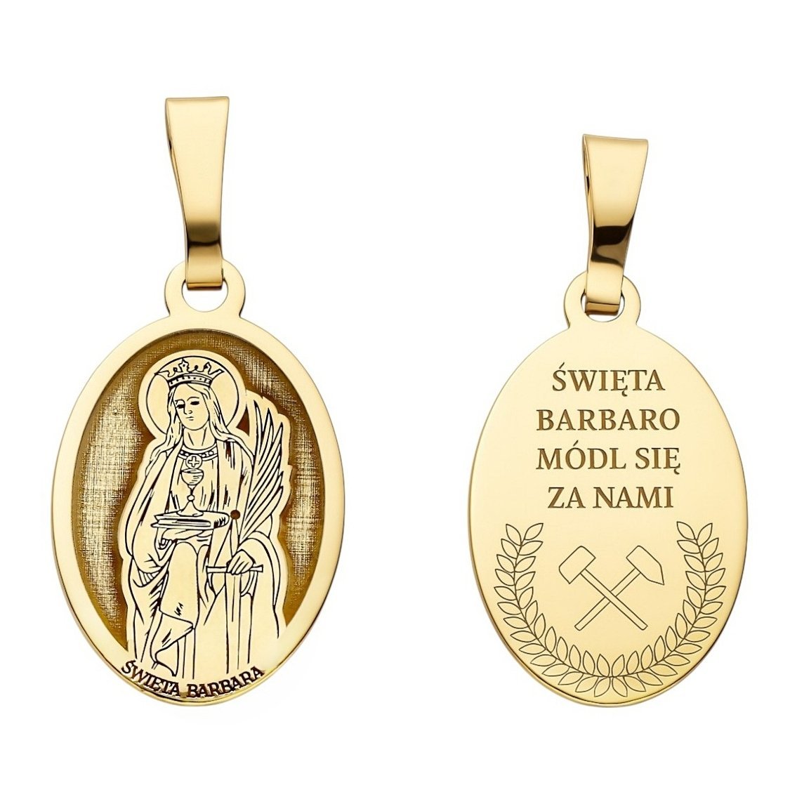 Medalik srebrny Ag 925 pozłacany Św. Barbara MDC036G