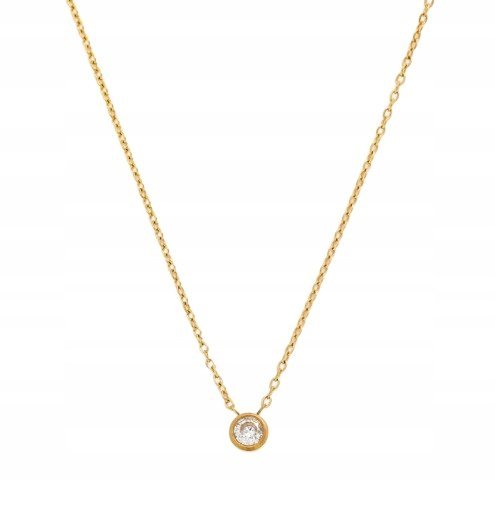 Modny Złoty Naszyjnik Damski Z Cyrkonią Celebrytka Stal Chirurgiczna